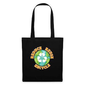 Reduce Recycle Umweltliebe Umweltschutz - Stoffbeutel - Schwarz - Vorne