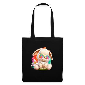 Lapin de Pâques avec lunettes Lapin mignon lapins colorés - Sac en tissu - noir - Devant