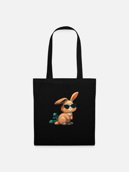Lapin de Pâques Visage Lapin de Pâques Lapin de Pâques - Sac en tissu - noir