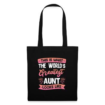 Worlds greatest Aunt beste Tante Muttertag - Stoffbeutel - Schwarz - Vorne