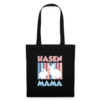 Hasen Mama Hase Osterhasen Osterfreunde Ostern - Stoffbeutel - Schwarz - Vorne