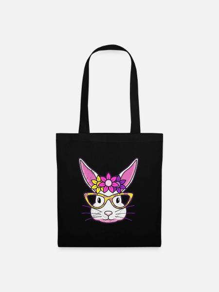 Hasengesicht Cooler Osterhase mit Brille - Stoffbeutel - Schwarz