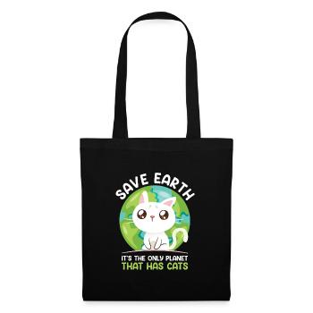 Save Earth Cat Lovers Conservation des espèces Environnement - Sac en tissu - noir - Devant