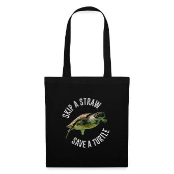 Skip A Straw Save A Turtle Environment Turtle - Sac en tissu - noir - Devant