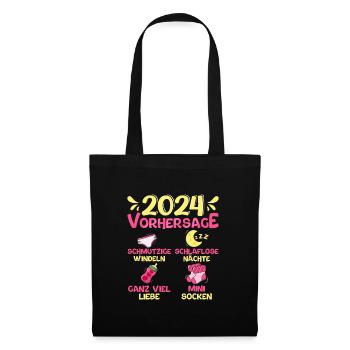 Vorhersage werdende Mama 2024 Baby bald Papa - Stoffbeutel - Schwarz - Vorne