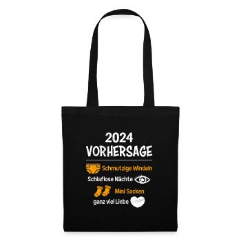 Vorhersage werdende Mama 2024 Baby bald Papa - Stoffbeutel - Schwarz - Vorne