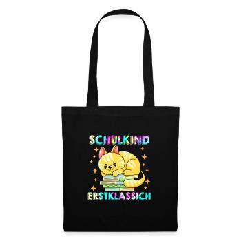Schulkind Erstklassig Einschulung 1. Klasse - Stoffbeutel - Schwarz - Vorne