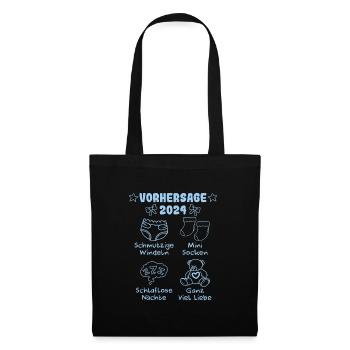 Vohersage 2024 werdende Mama 2024 bald Papa - Stoffbeutel - Schwarz - Vorne