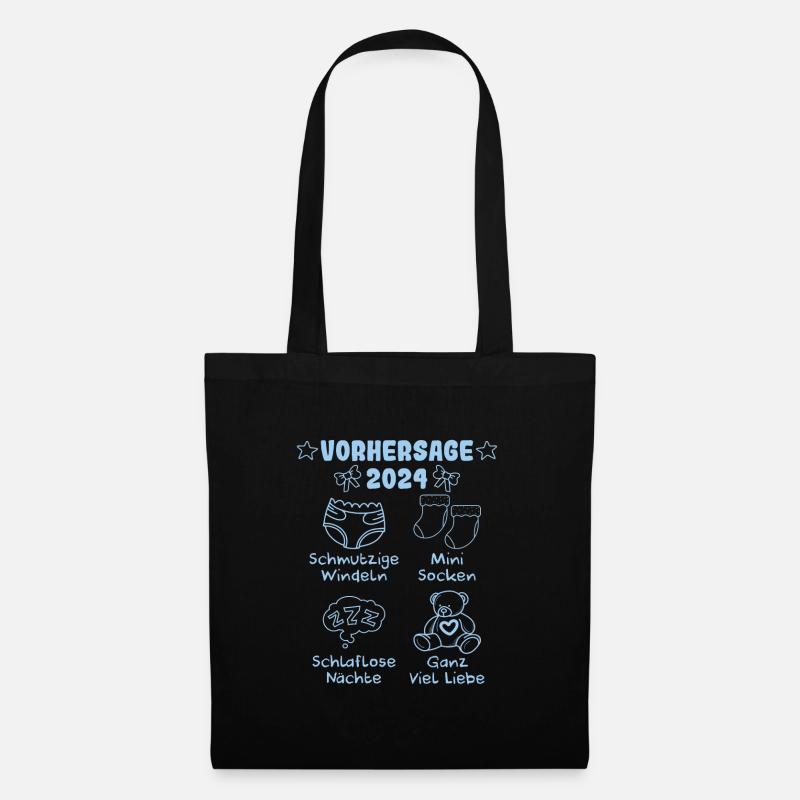 Vohersage 2024 werdende Mama 2024 bald Papa - Stoffbeutel - Schwarz