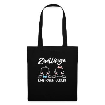 Zwillinge Eins kann Jeder! Zwillingsmama 2024 - Stoffbeutel - Schwarz - Vorne