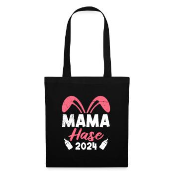 Mamahase 2024 werdende Mütter 2024 Hasenmama - Stoffbeutel - Schwarz - Vorne