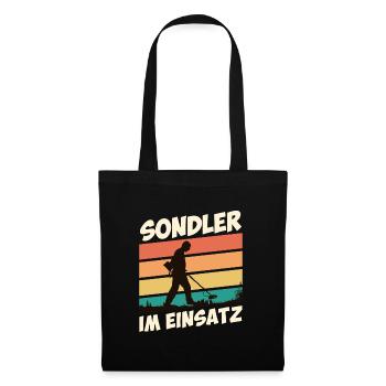 Sondler im Einsatz Kronkorkenjäger Metallsucher - Stoffbeutel - Schwarz - Vorne