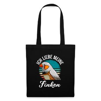 Ich liebe meine Finken Vogelliebhaber Vogelbesitz - Stoffbeutel - Schwarz - Vorne