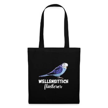 Vogelfreund Wellensittich Flüsterer Sittiche - Stoffbeutel - Schwarz - Vorne