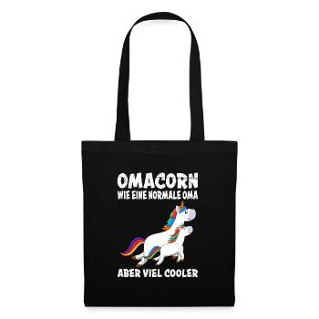 Omacorn Einhorn cool Großmütter Unicorn Grandma - Stoffbeutel - Schwarz - Vorne