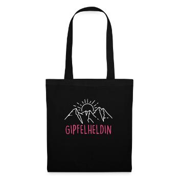 Gipfelhelden Mountain Girl Bergfan Wanderer Berge - Stoffbeutel - Schwarz - Vorne
