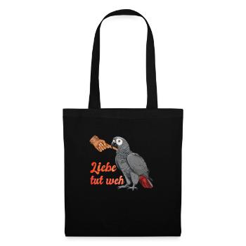 Liebe tut Weh Grau Papagei Halter African Grey - Stoffbeutel - Schwarz - Vorne