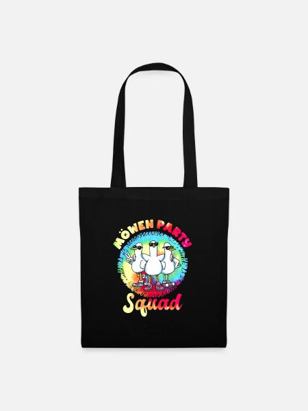 Möwen Party Squad Vogelliebhaber Möwen Shirt - Stoffbeutel - Schwarz
