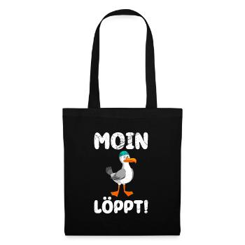 Moin Löppt! Möwen Vogelliebhaber Morgen Möwe - Stoffbeutel - Schwarz - Vorne