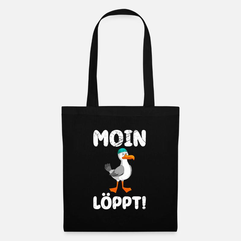 Moin Löppt! Möwen Vogelliebhaber Morgen Möwe - Stoffbeutel - Schwarz