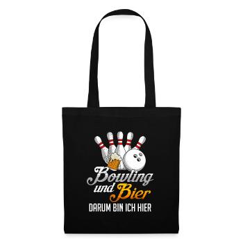 Bowling und Bier Darum bin ich hier Bierliebhaber - Stoffbeutel - Schwarz - Vorne
