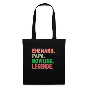 Ehemann Papa Bowling Legende Bowling Shirt - Stoffbeutel - Schwarz - Vorne