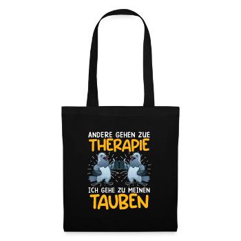 Taubenhalter Others go to Therapy I go to Pigeons - Stoffbeutel - Schwarz - Vorne