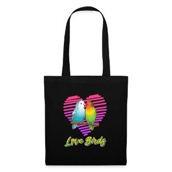 Inséparables Perroquets Amis Oiseaux Amis Oiseaux - Sac en tissu - noir - Devant