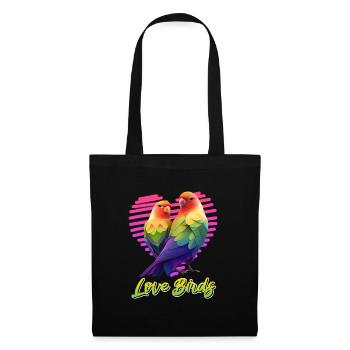 Inséparables Perroquets Amis Oiseaux Amis Oiseaux - Sac en tissu - noir - Devant