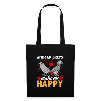 African Grey´s make me Happy Graupapageien - Stoffbeutel - Schwarz - Vorne