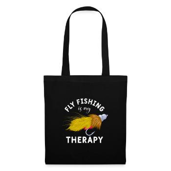 Flyfishing is my Therapy Fischjagd Fliegenfischen - Stoffbeutel - Schwarz - Vorne