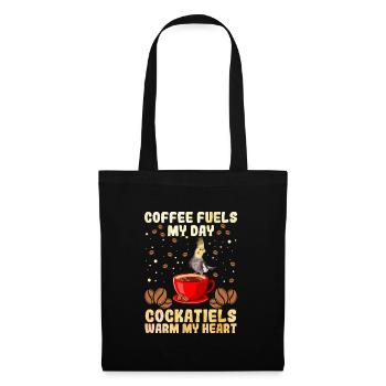 Le café alimente ma journée Les cockatiels réchauffent mon cœur Vogel - Sac en tissu - noir - Devant