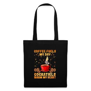 Le café alimente ma journée Les cockatiels réchauffent mon cœur Vogel - Sac en tissu - noir - Devant