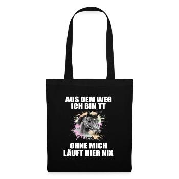 Tuniertrottel ich mach hier alles Pferd Rappe - Stoffbeutel - Schwarz - Vorne