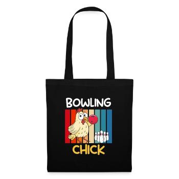 Bowling Huhn Bowlingspieler Frauen Bowlingbahn - Stoffbeutel - Schwarz - Vorne