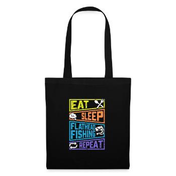Nourriture Sommeil Pêche à tête plate Pêche répétée - Sac en tissu - noir - Devant