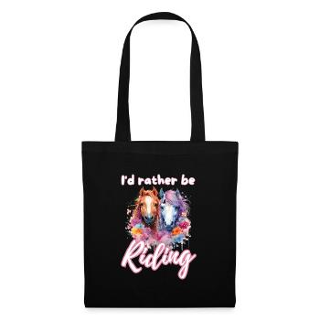 I'd rather be riding horseriding girl splash art - Tote Bag - black - Front