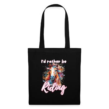 I'd rather be riding horseriding girl splash art - Tote Bag - black - Front