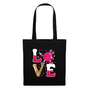 LOVE Bowling Shirt Damen Bowlingbahn Outfit - Stoffbeutel - Schwarz - Vorne
