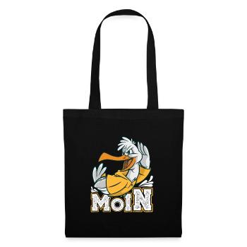 Moin Möwen Shirt Vogelliebhaber Norddeutsch - Stoffbeutel - Schwarz - Vorne
