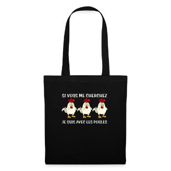 Cadeau agriculteur éleveur de poules - Sac en tissu - noir - Devant