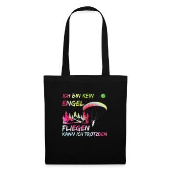 Paragliding Frauen Bin kein Engel Fliegen kann Ich - Stoffbeutel - Schwarz - Vorne