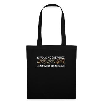 Cadeau agriculteur éleveur de porcs - Sac en tissu - noir - Devant