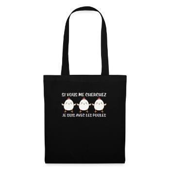 Cadeau agriculteur éleveur de poules - Sac en tissu - noir - Devant