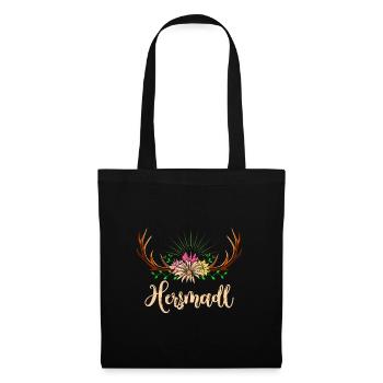 Herzmadl Bayerisches Mädchen Dirndl Shirt - Stoffbeutel - Schwarz - Vorne