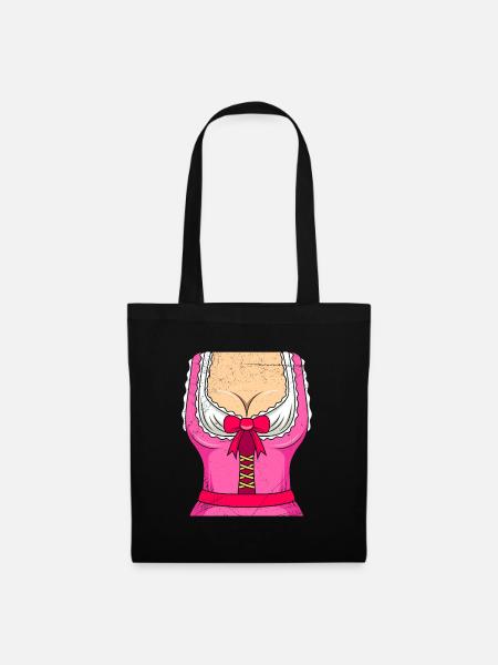 Dirndl Bayerisch Trachten Shirt - Stoffbeutel - Schwarz