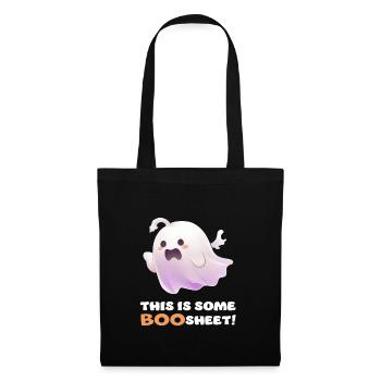 Lustiger Boo Sheet Spruch Süßer Halloween Geist - Stoffbeutel - Schwarz - Vorne