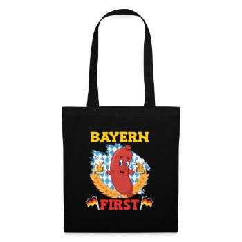 Bayern First Bayerische Bratwurst Weiß Blau - Stoffbeutel - Schwarz - Vorne