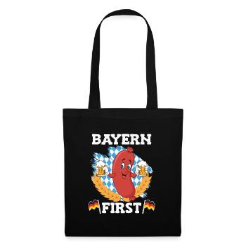 Bayern First Bayerische Bratwurst Weiß Blau - Stoffbeutel - Schwarz - Vorne