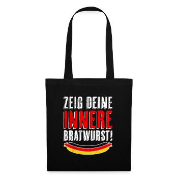Deutschland Bierfan Zeig deine Innere Bratwurst - Stoffbeutel - Schwarz - Vorne